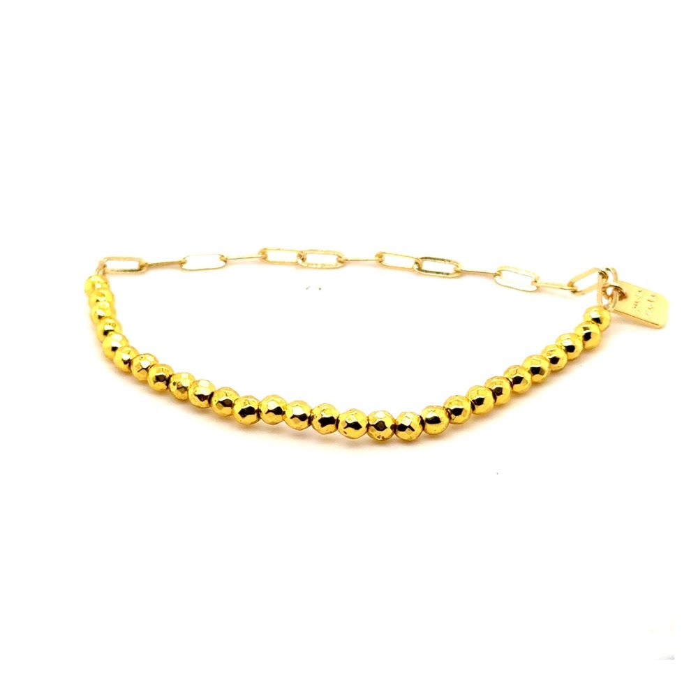 Pura Vida Gold Tone Faceted Bead and Paperclip Chain Link Bracelet